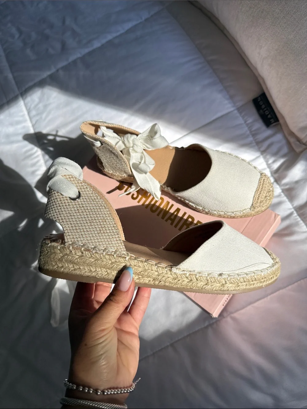 BRAND NEW CUSHIONAIRE Talisa Ivory Espadrille Wedge Sandals
